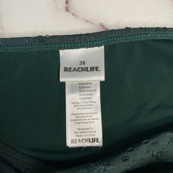 BEACH LIFE Green Embroidery Bandeau Bikini Top and Bottoms | Size: 36 - Picture 10 of 12